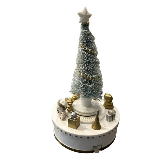 Vintage Lighted Christmas Tree Revolving Train Music Box 1987 Roman w/Orig Box - Picture 2 of 12